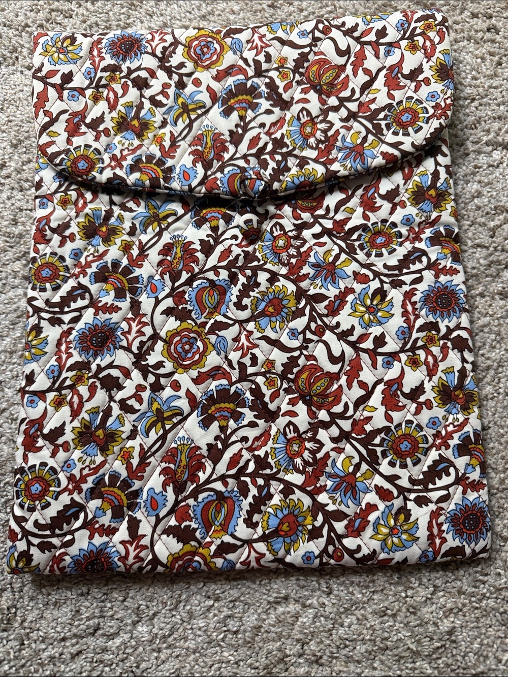 Vera Bradley Quilted Floral Tablet Sleeve in White, Brown, Red, Blue & Yellow